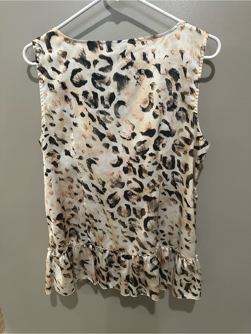 Alfani Leopard Print Ruffle Sleeveless Top - Cream & Black - Picture 4 of 4